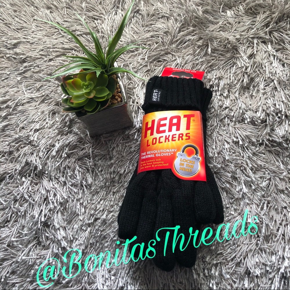 NWT Heat Lockers Ladies Black Gloves One Size